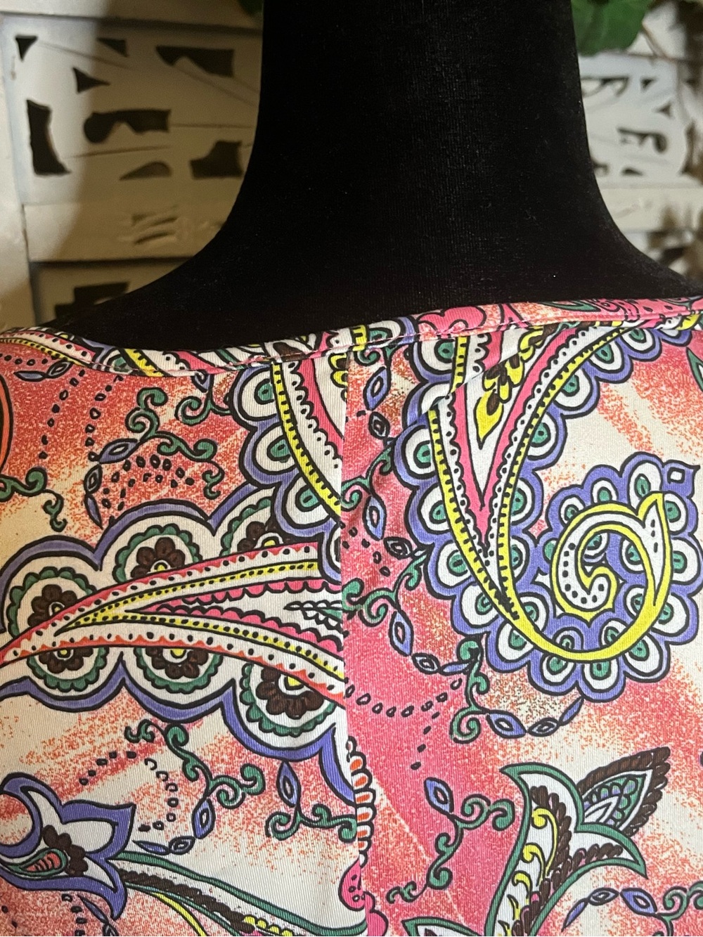 ENMAIN PERFECT WARM CORAL PINK & MULTICOLOR PAISLEY PATTERN PLUS SIZE TUNIC TOP - Picture 9 of 12